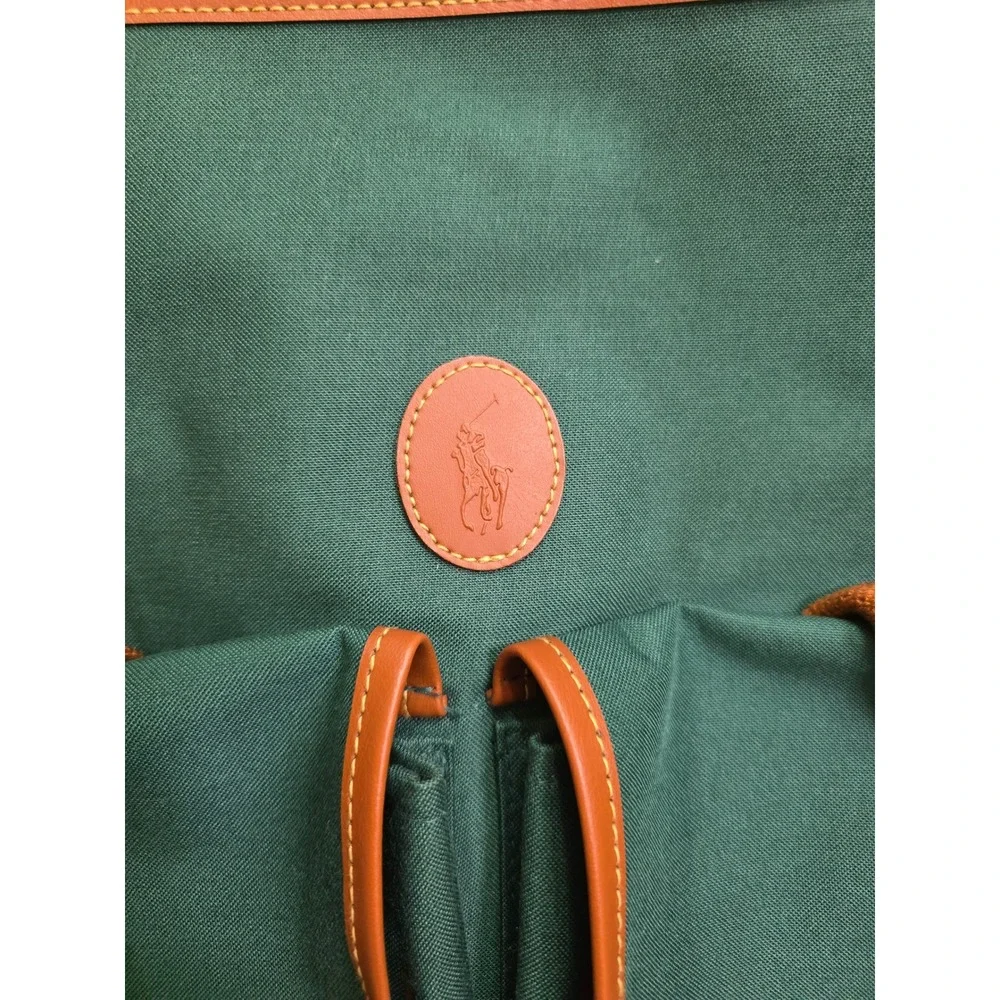 PoloRalphLauren Vintage Duffle Bag Green Canvas Weekend Travel Luggage Pony Logo